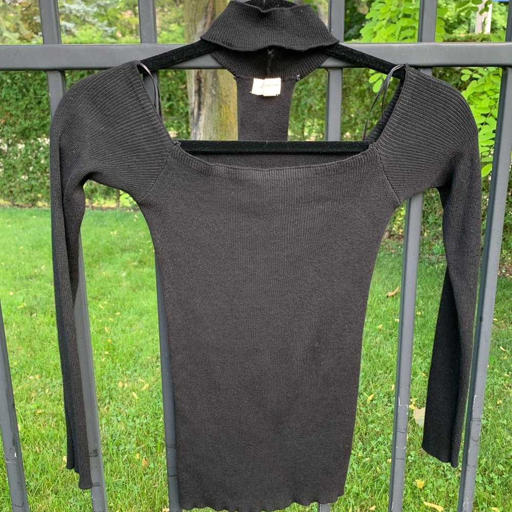 Fashion Nova Off the Shoulder Black Mock Neck Top